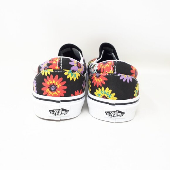 Vans Classic Slip On Peace Floral Black Low Authentic Shoe Sneaker Womens Size - Picture 6 of 11